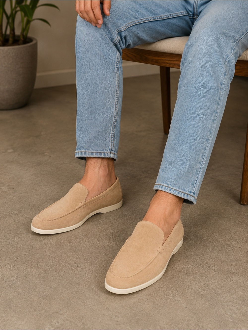 J. Crew Men's Light Tan Suede Slip-On Loafers